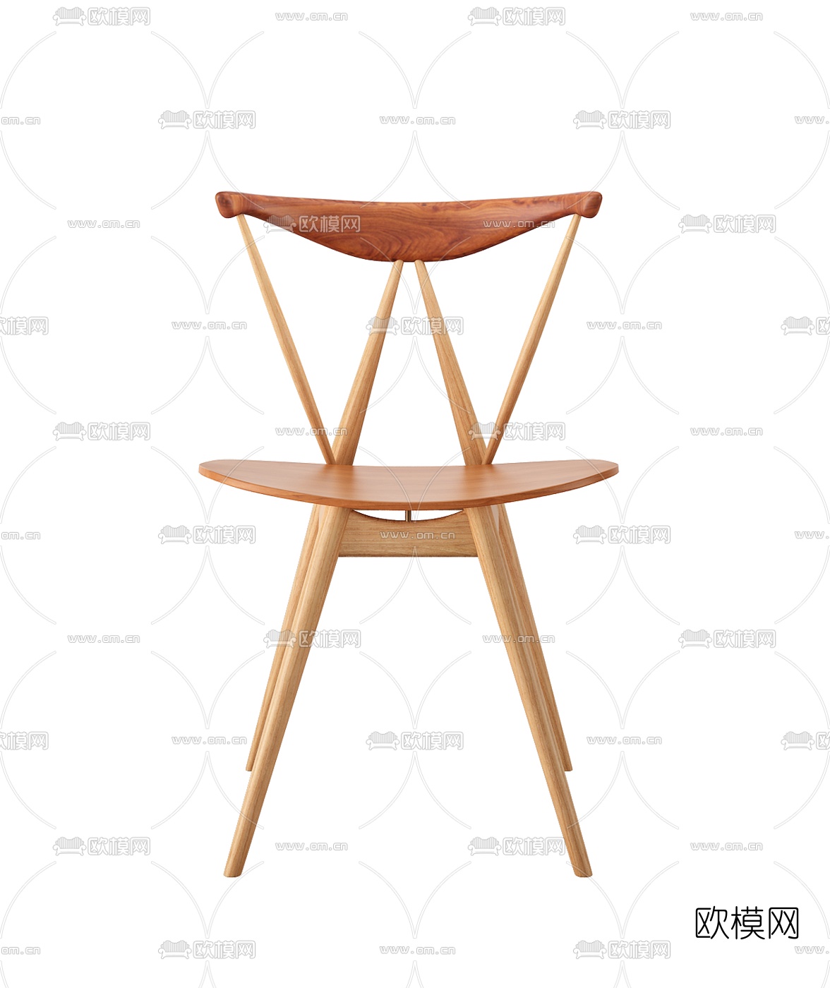 北欧实木单椅组合3D模型下载（渲染图2）