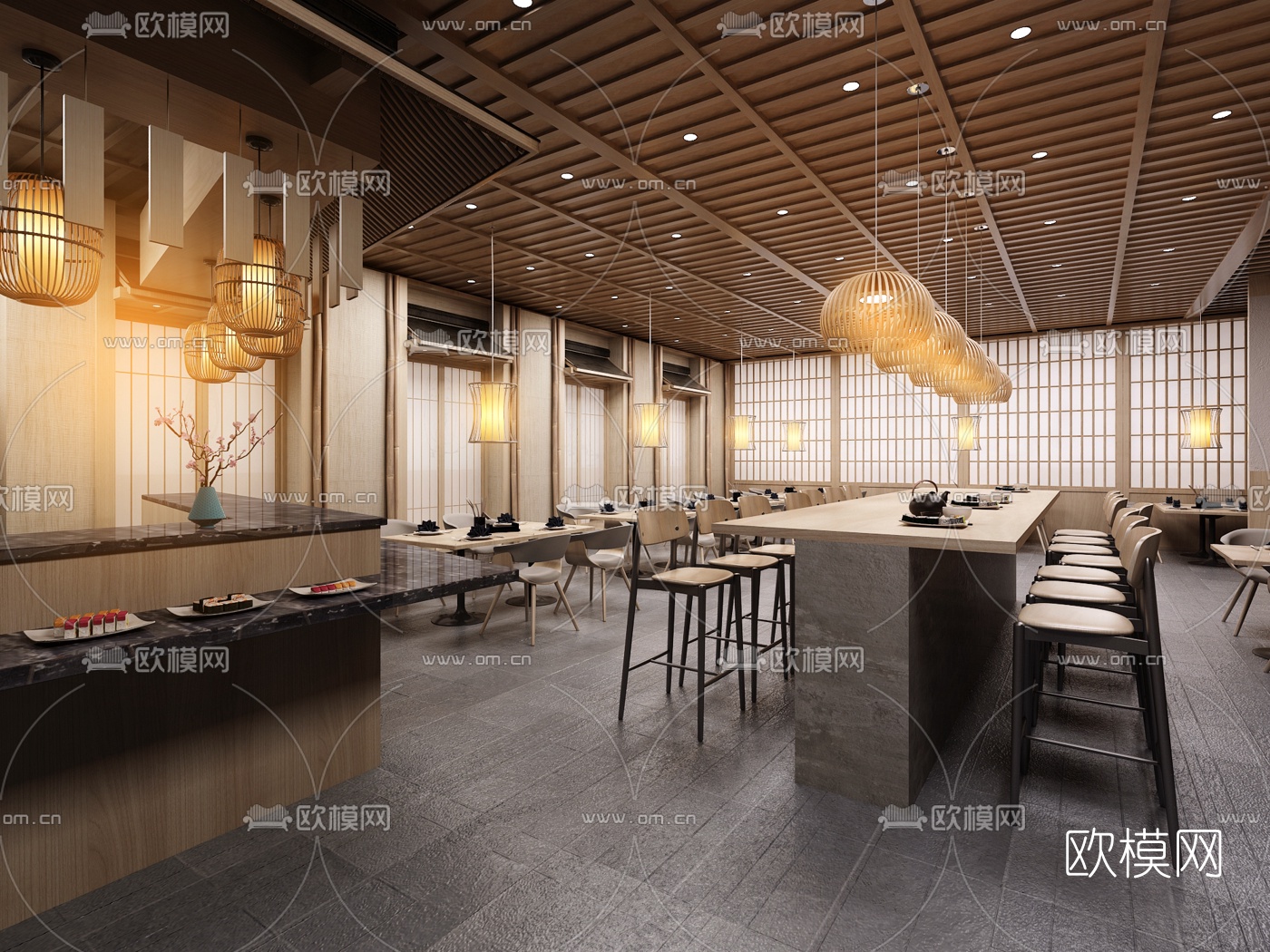 日式料理店3d模型
