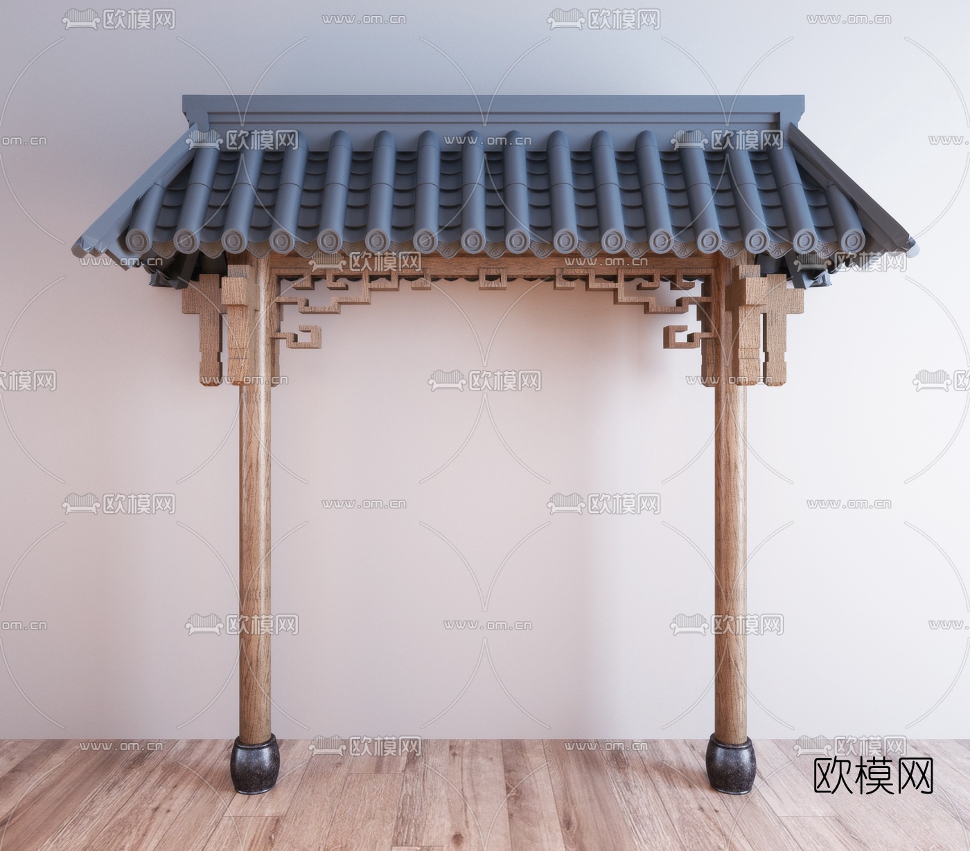 新中式屋顶屋檐门头3d模型下载