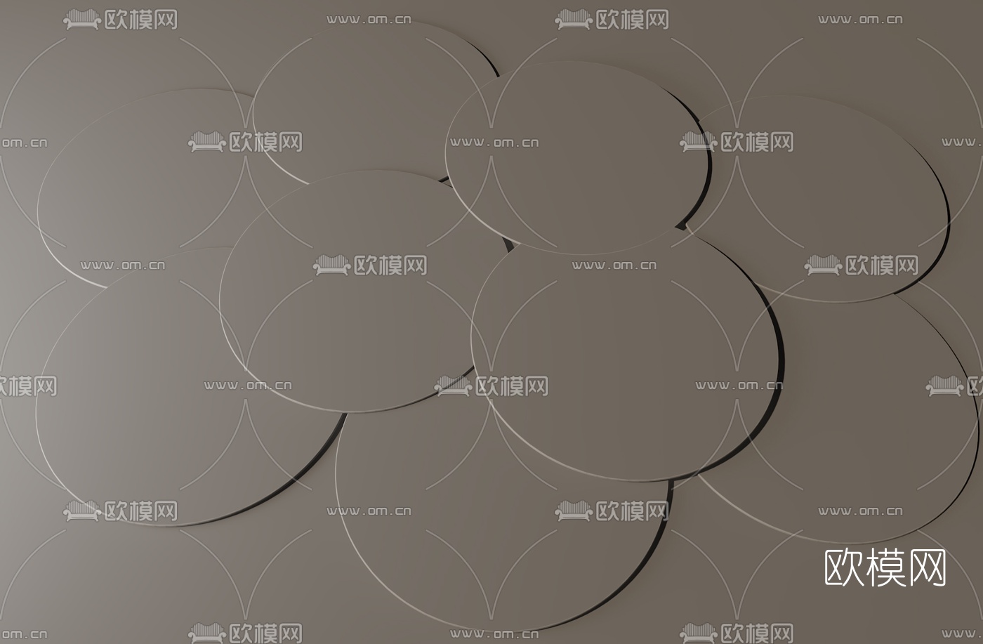 新中式圆形地毯3d模型下载（渲染图2）