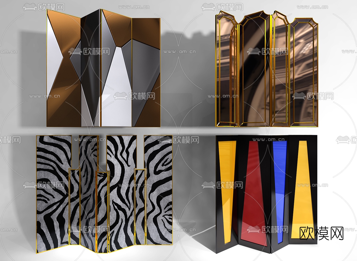 后现代金属屏风隔断3d模型下载（渲染图1）
