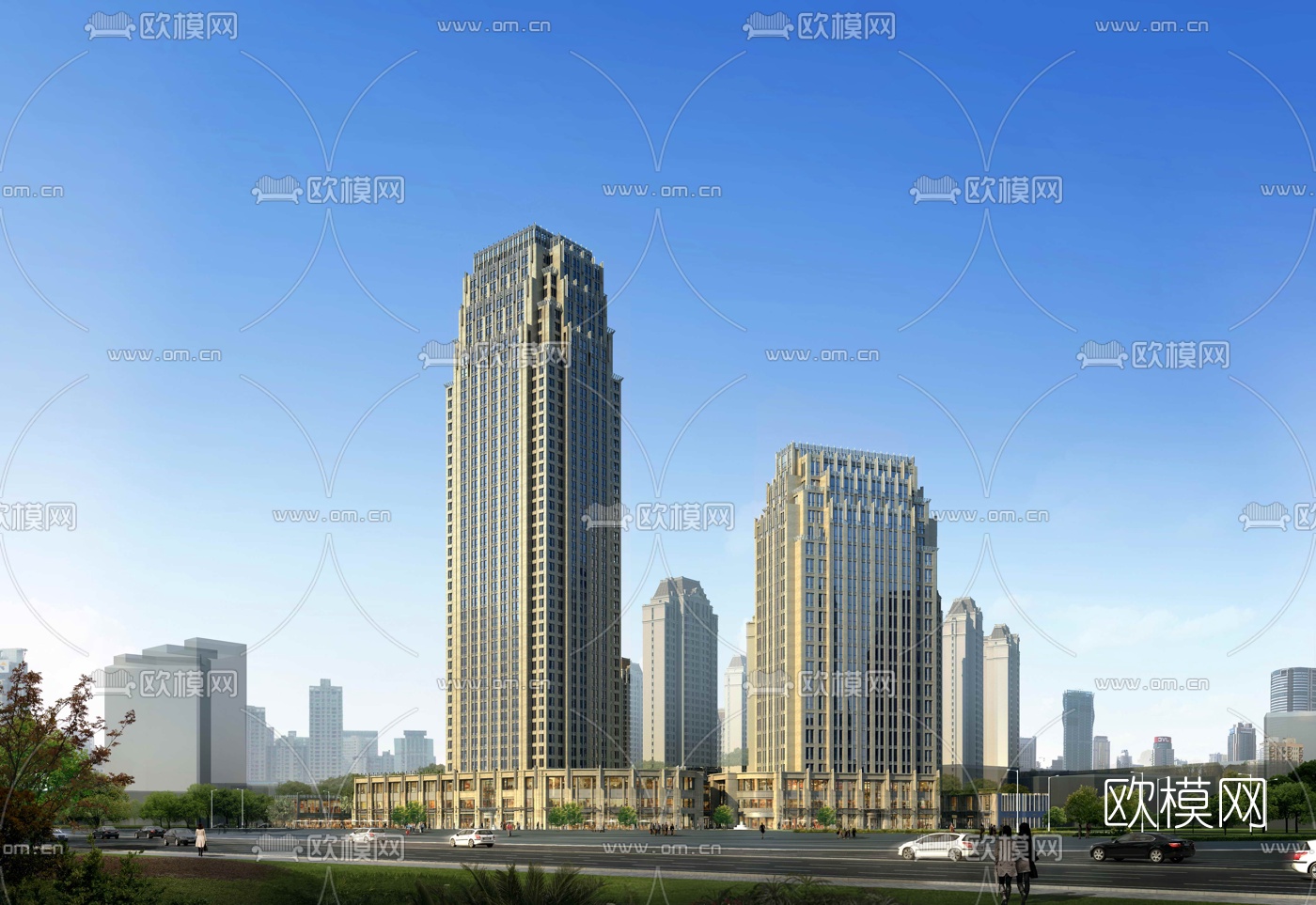 现代高层办公楼建筑外观3d模型