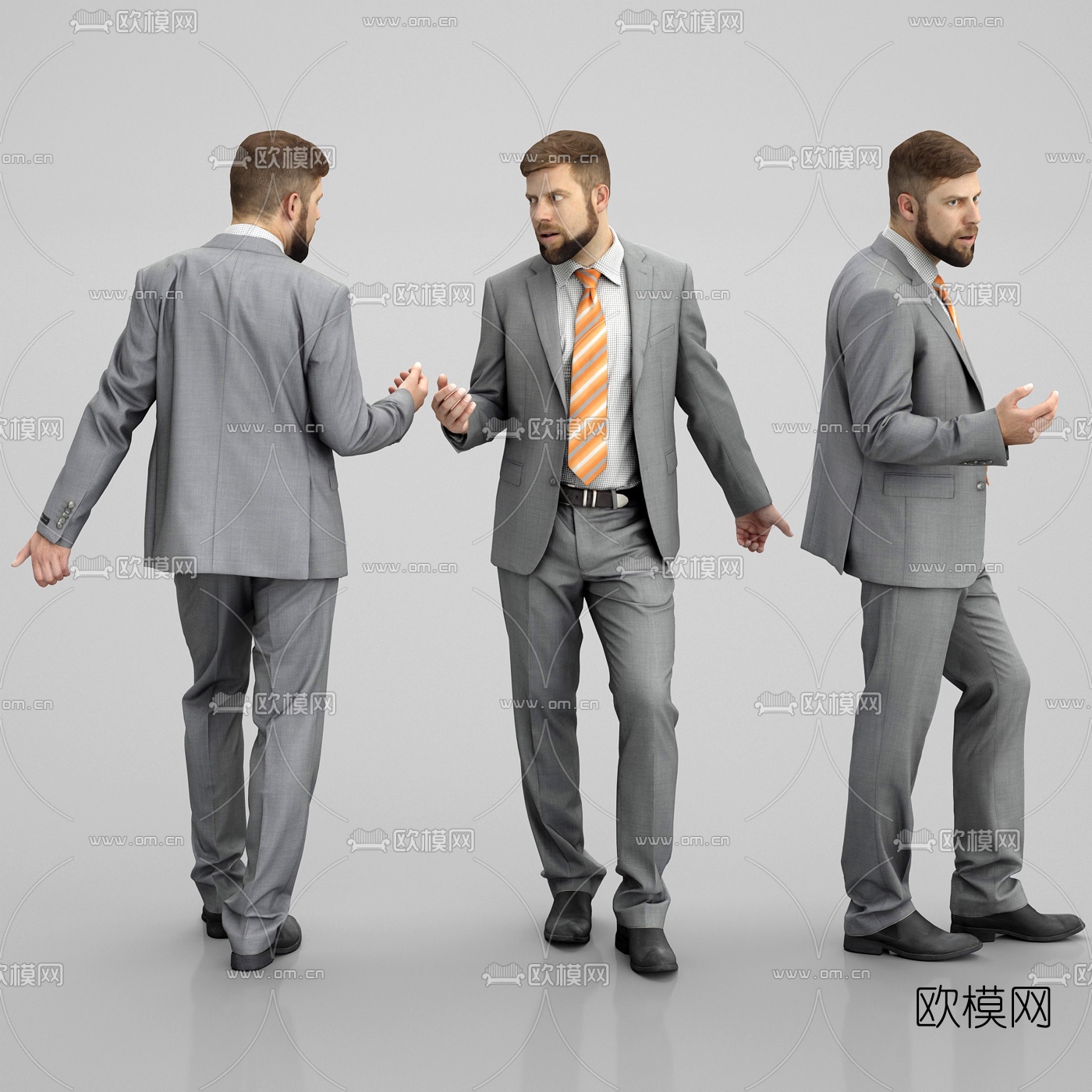 现代中年办公站姿男人3d模型下载