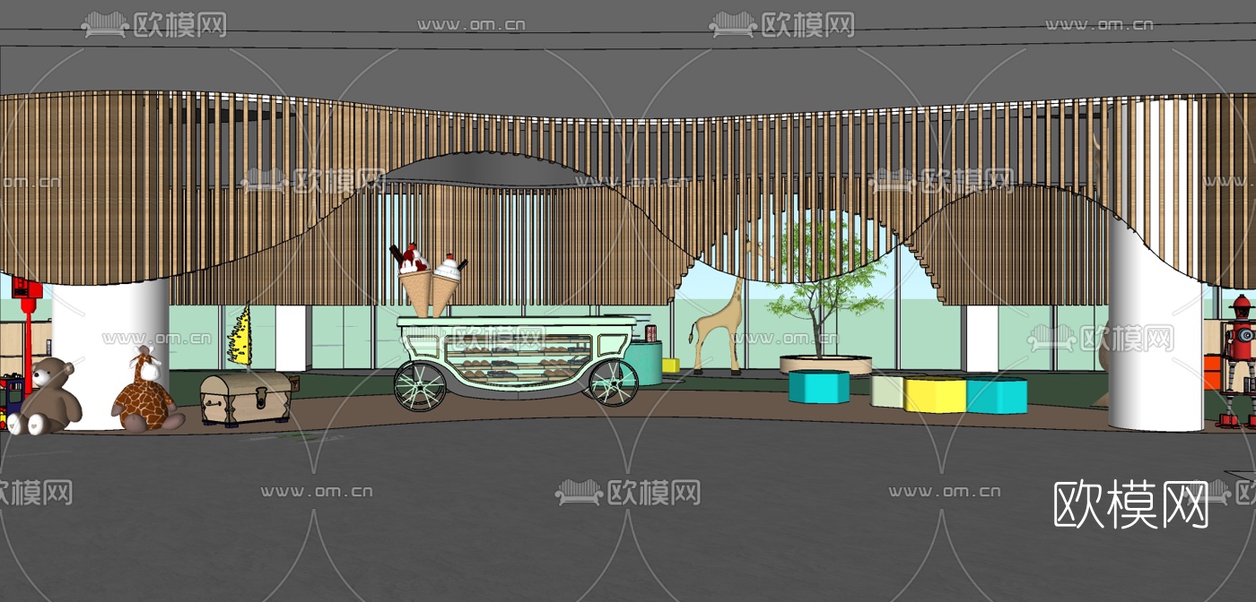 现代儿童成长主题乐园su模型下载（渲染图5）