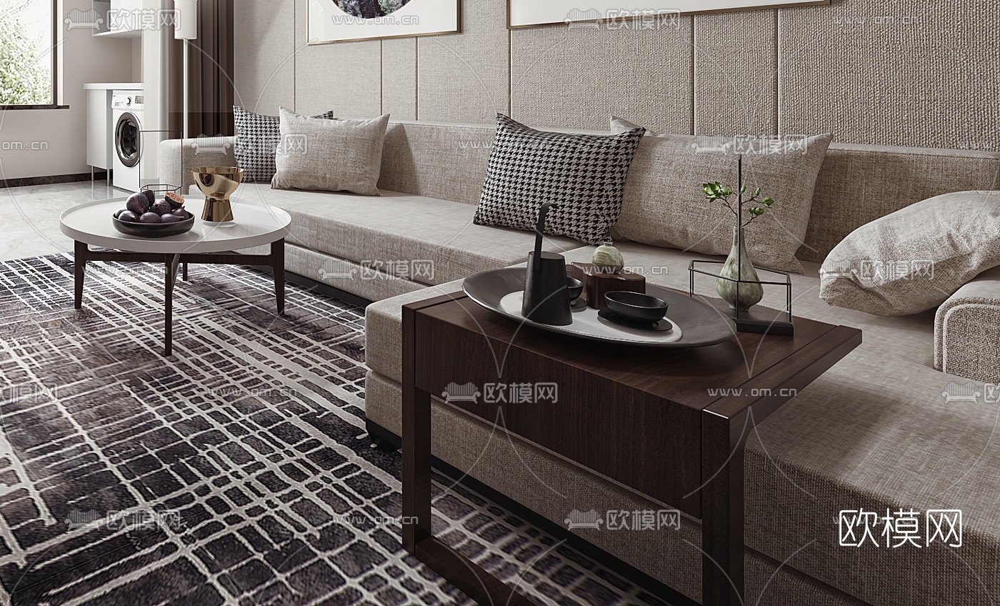 戴勇 现代客厅3D模型下载（渲染图3）