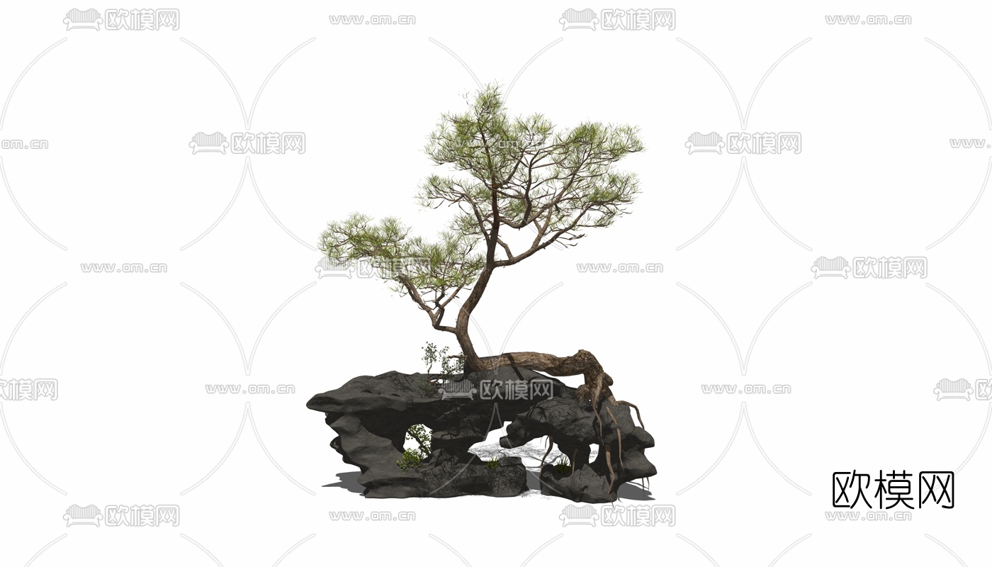 中式竹子su模型下载（渲染图1）