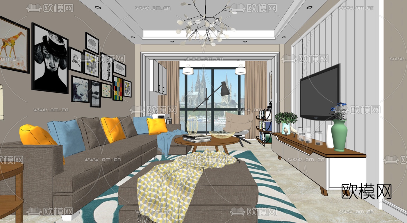 北欧客餐厅su模型