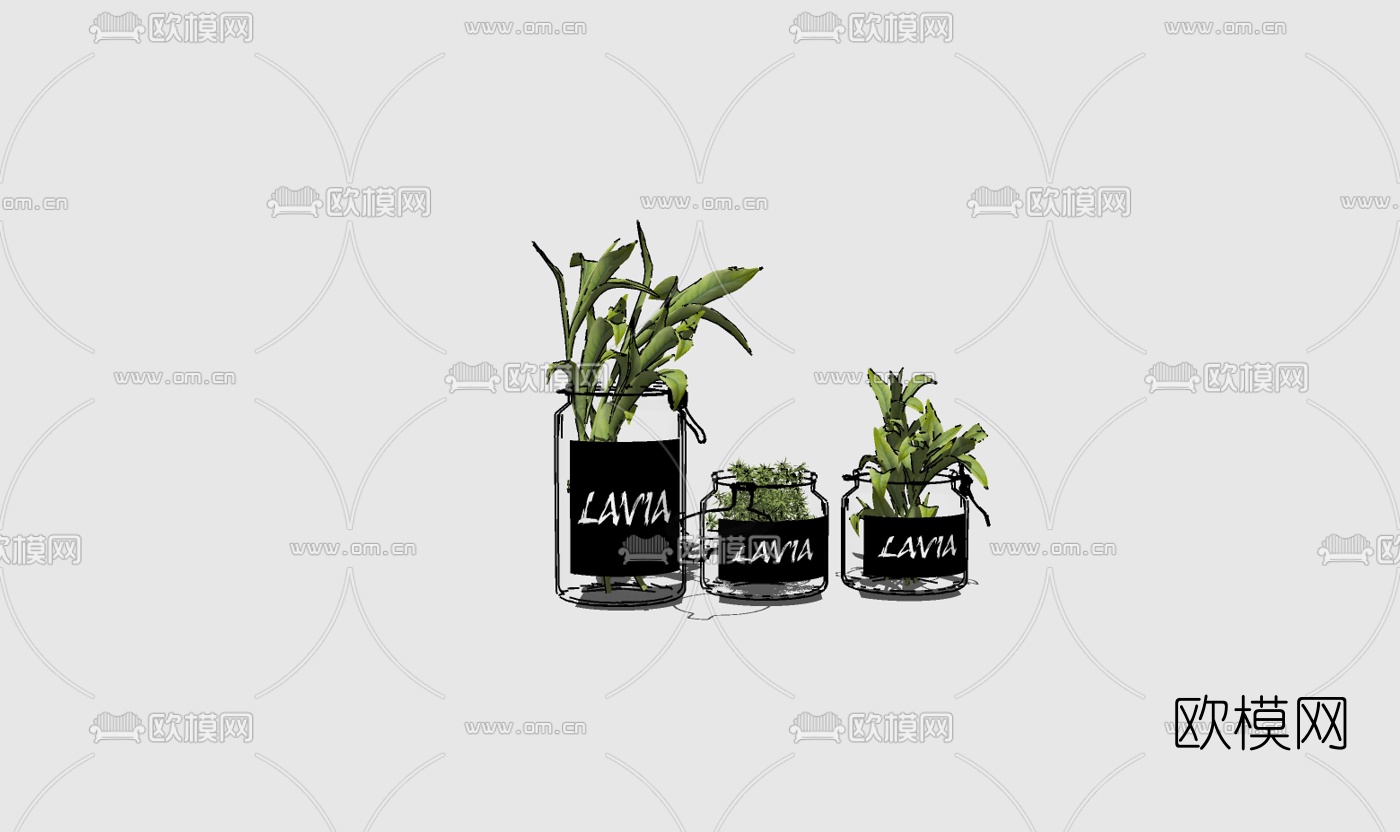 现代花瓶花卉免费su模型下载