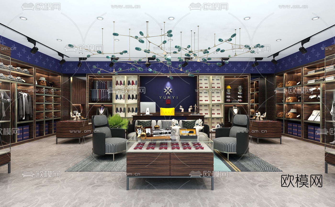 现代高级定制西装店3d模型