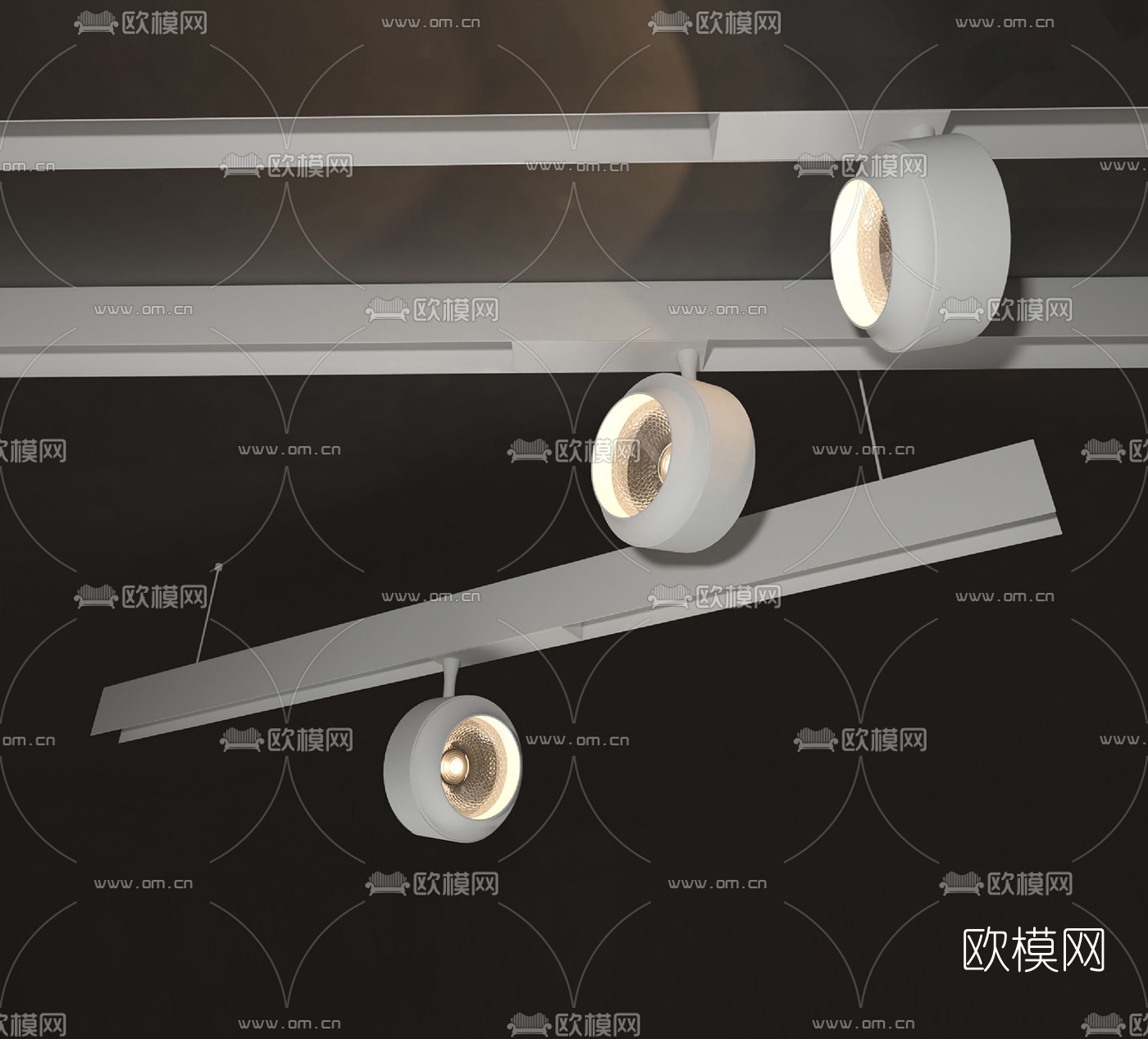 现代金属轨道射灯3d模型