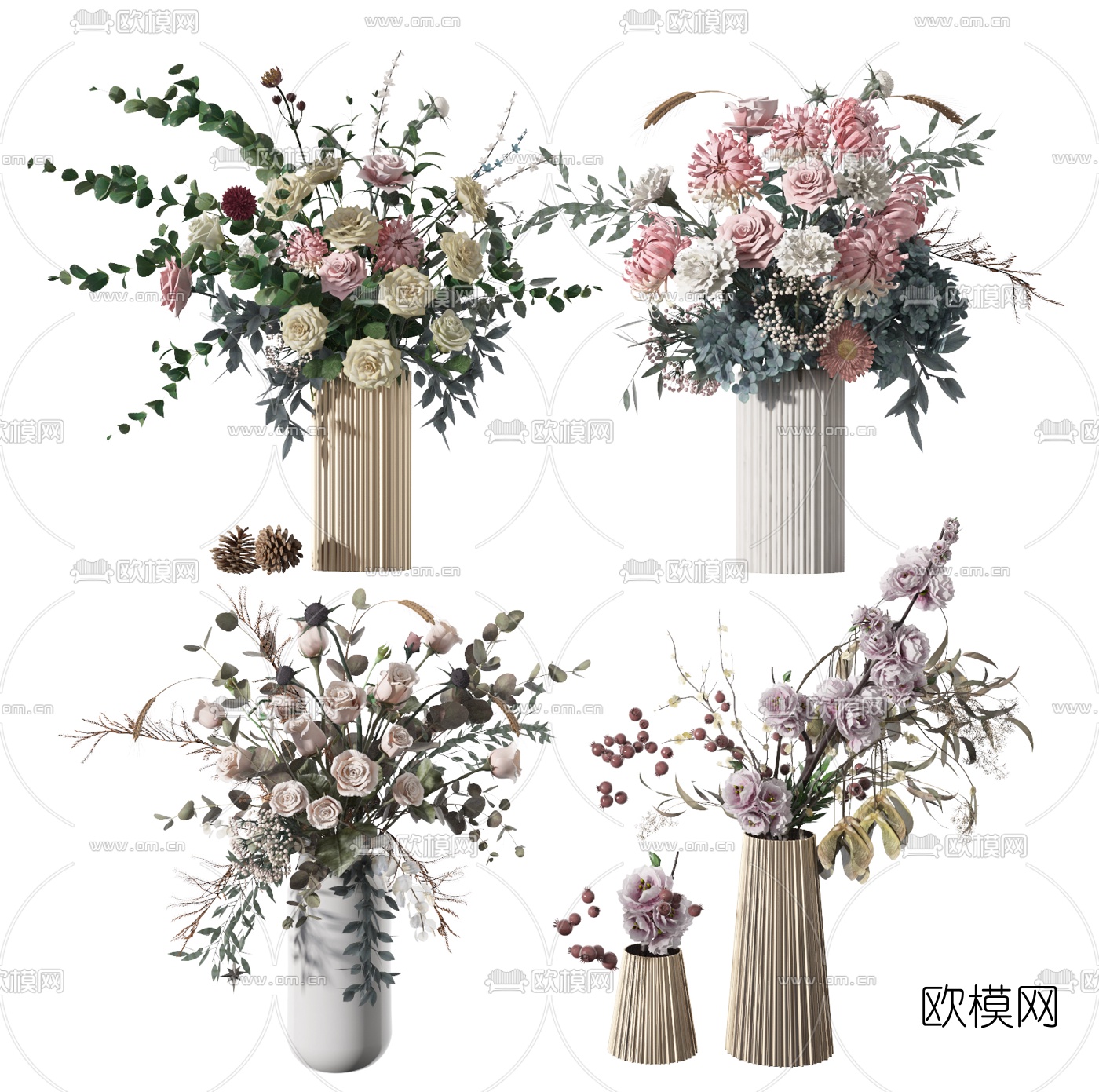 现代花艺花瓶3d模型下载