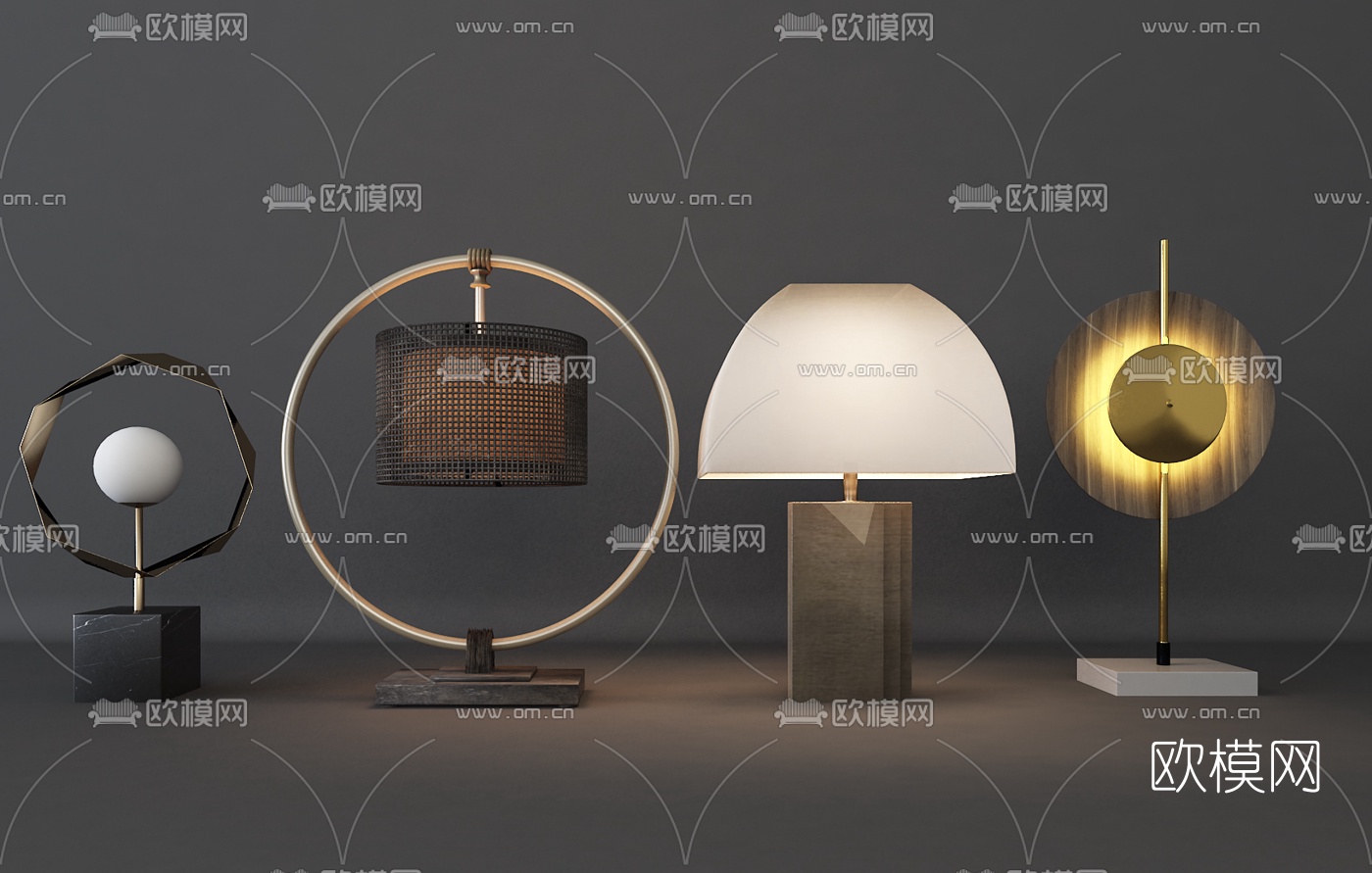 现代金属台灯3d模型-免费3dmax模型库-欧模网