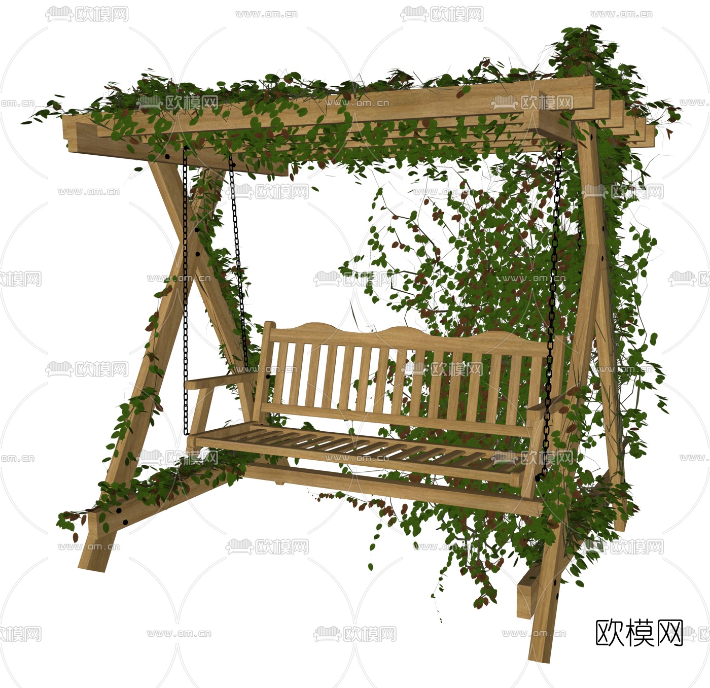 自然风户外秋千椅su模型