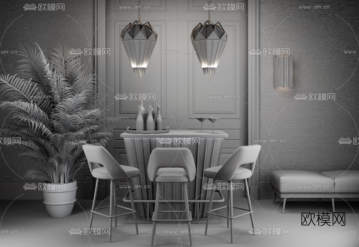 荷兰Eichholtz品牌 后现代吧台3d模型下载（渲染图2）