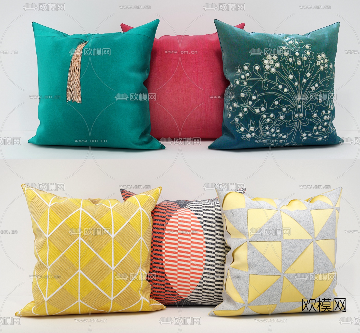 现代布艺抱枕3d模型下载
