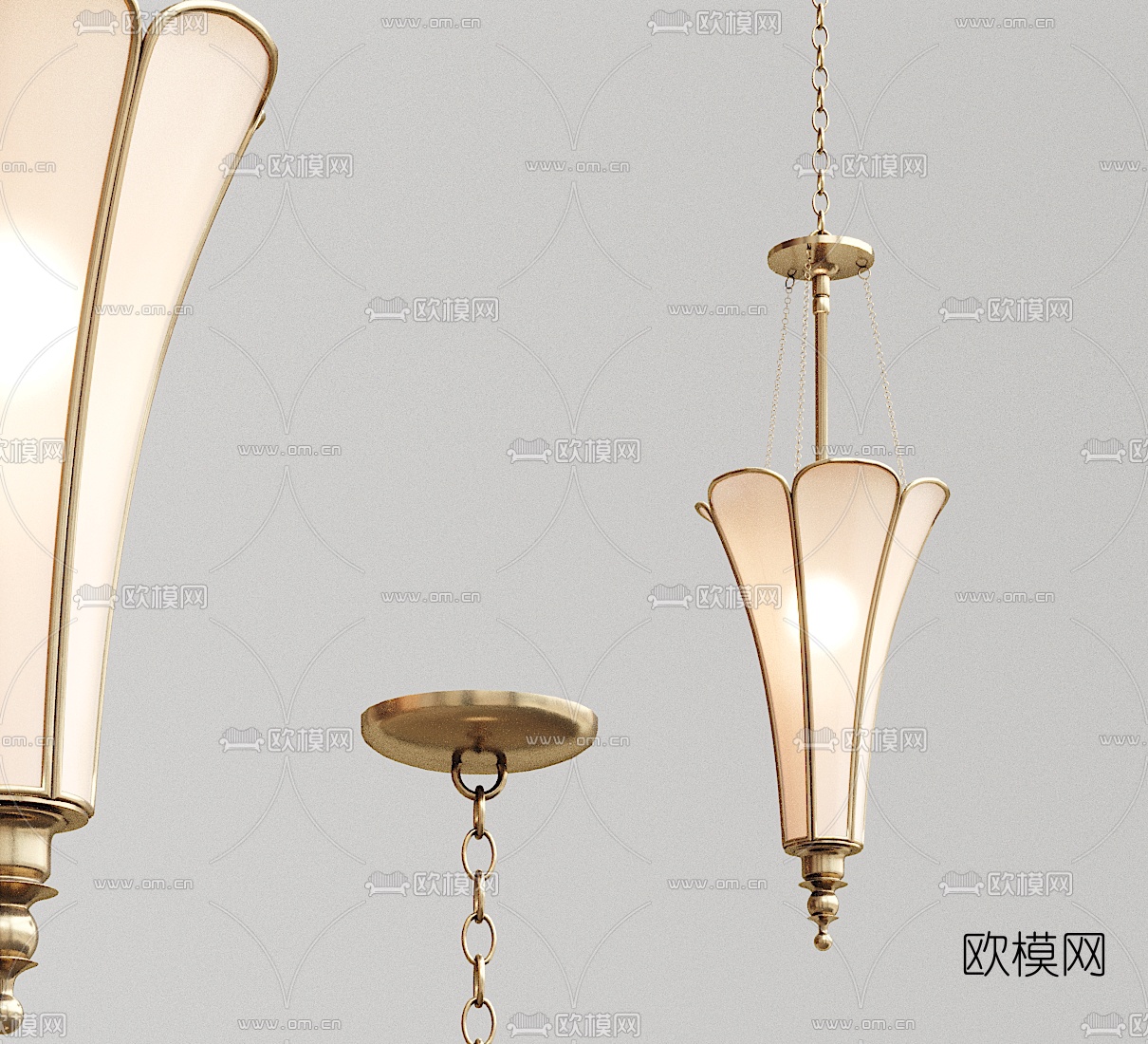 欧式古典金属吊灯3d模型下载