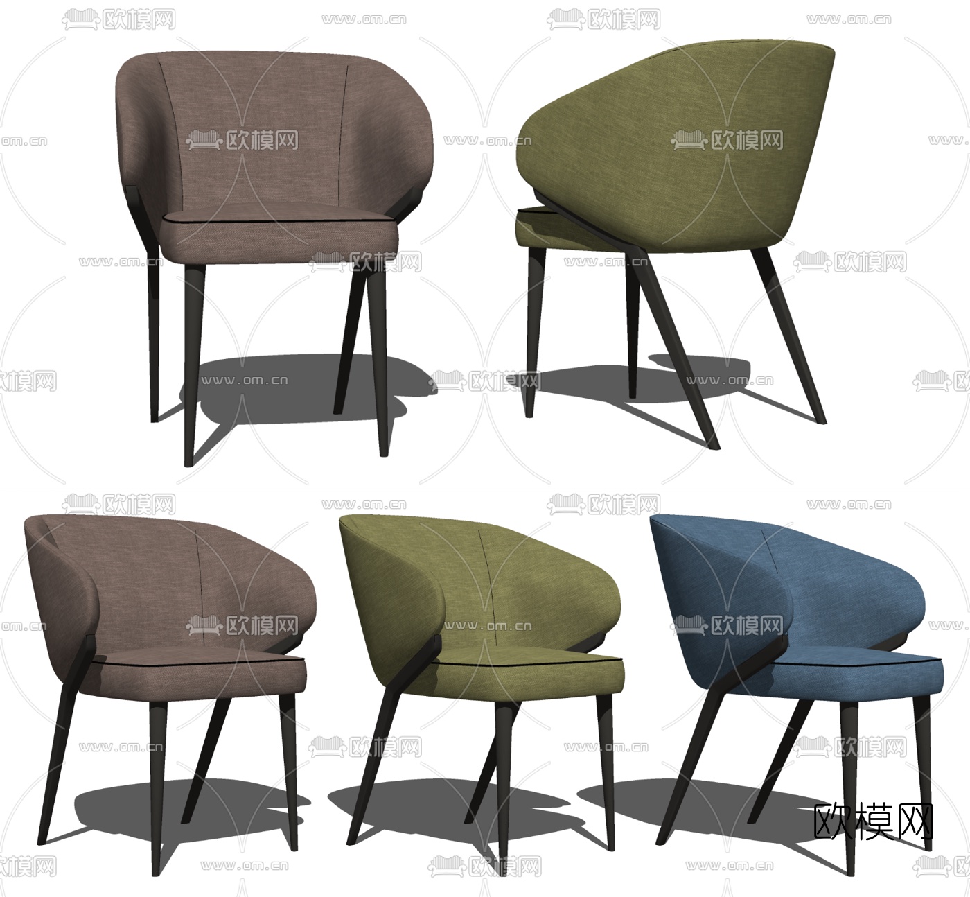 现代布艺休闲椅su模型下载（渲染图2）