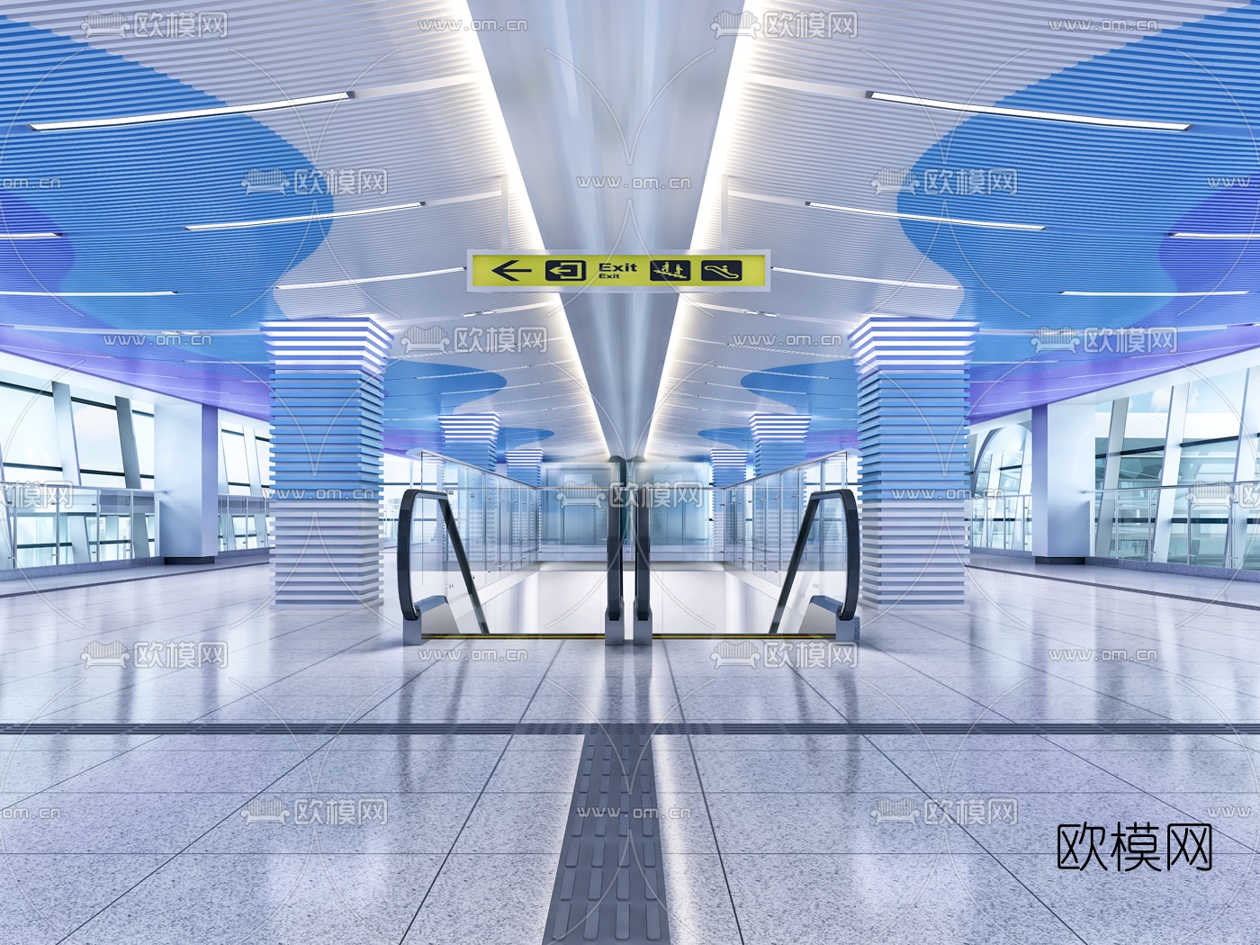 现代地铁站3d模型下载（渲染图1）