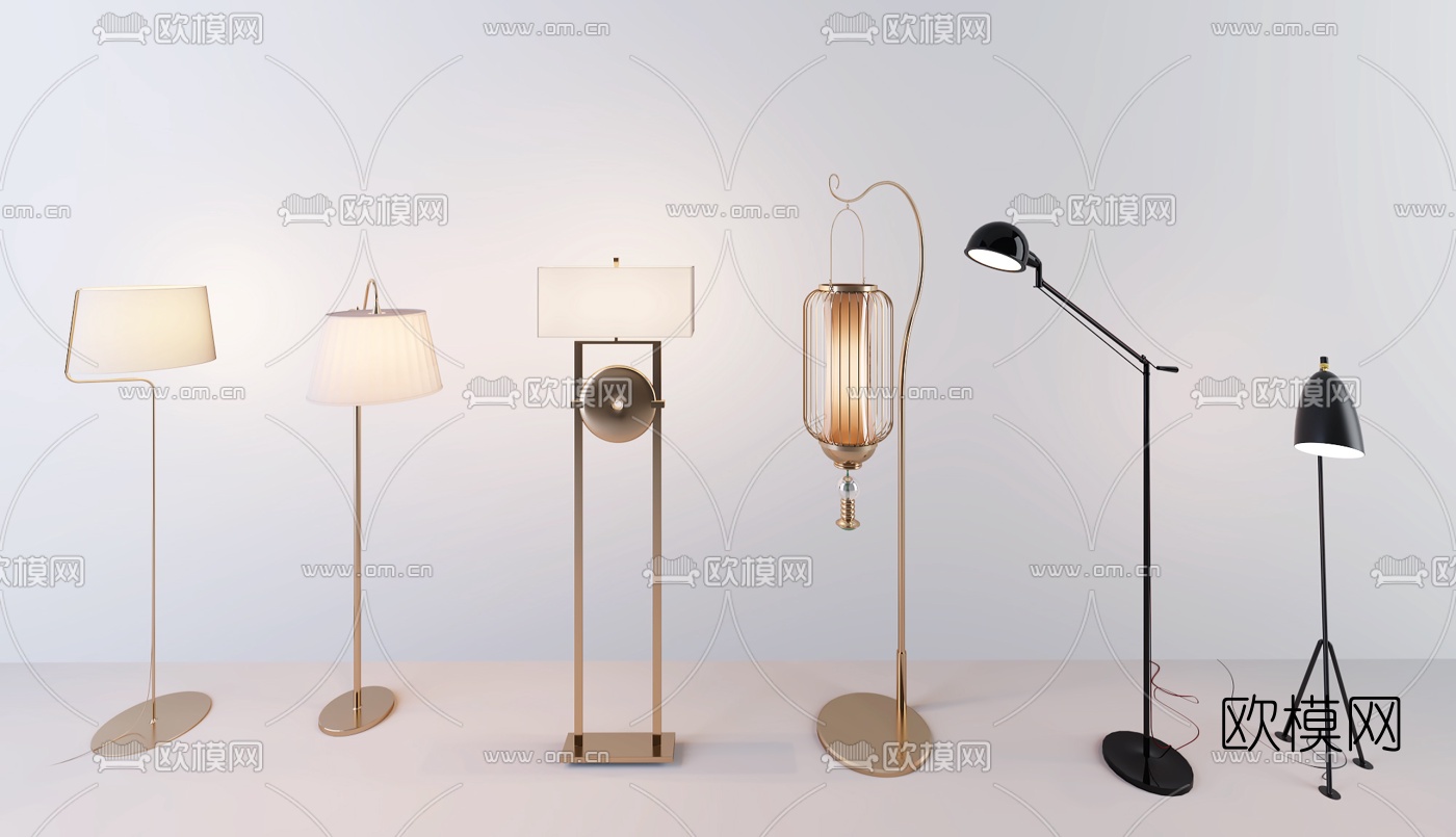 新中式金属落地灯3d模型下载