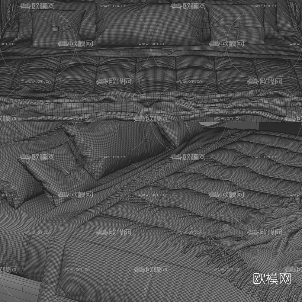 Minotti现代双人床3d模型下载（渲染图3）
