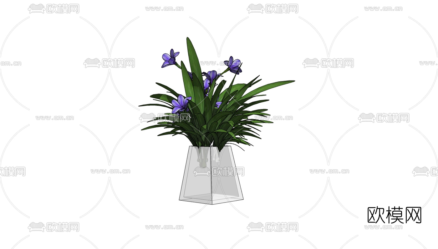 现代植物盆栽免费su模型下载