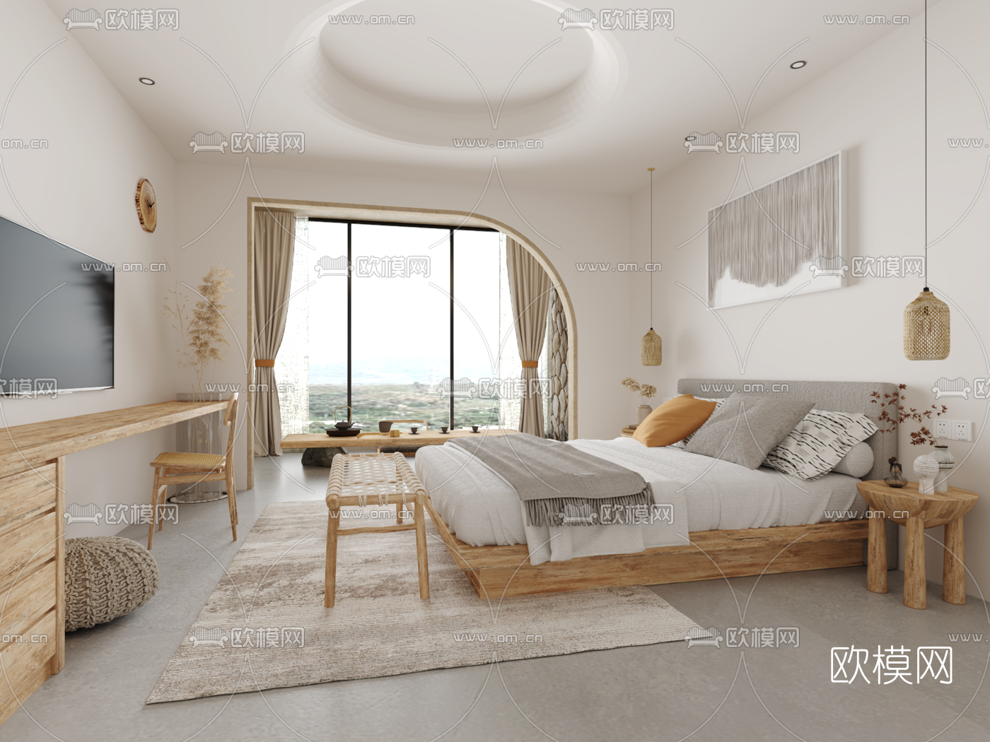 北欧民宿客房su模型下载（渲染图1）