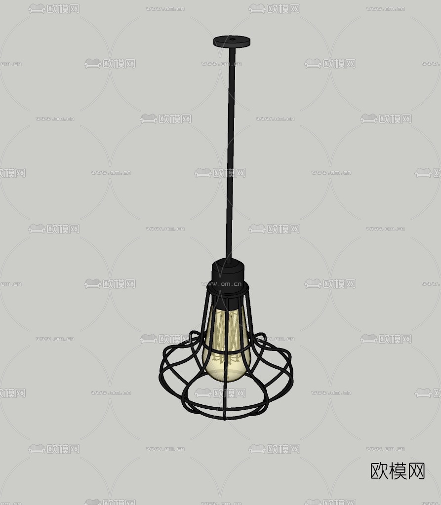 工业风铁艺吊灯免费su模型下载