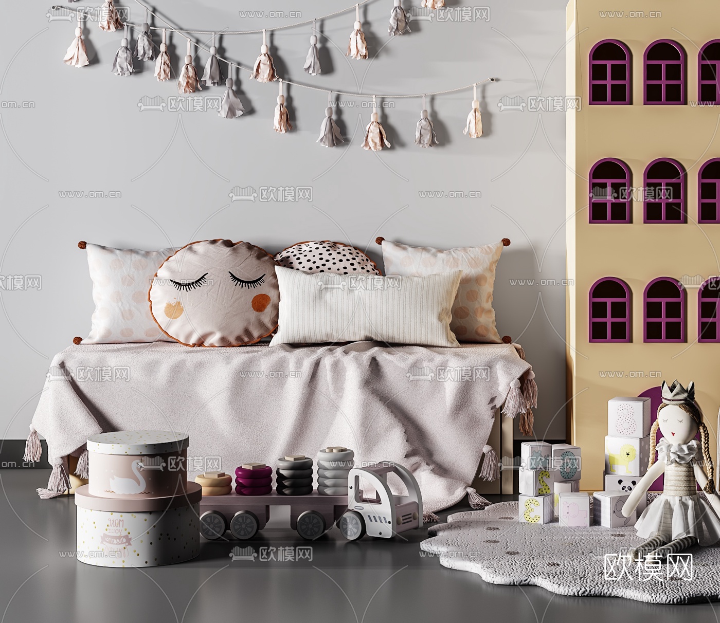 现代儿童玩具装饰挂件组合3d模型