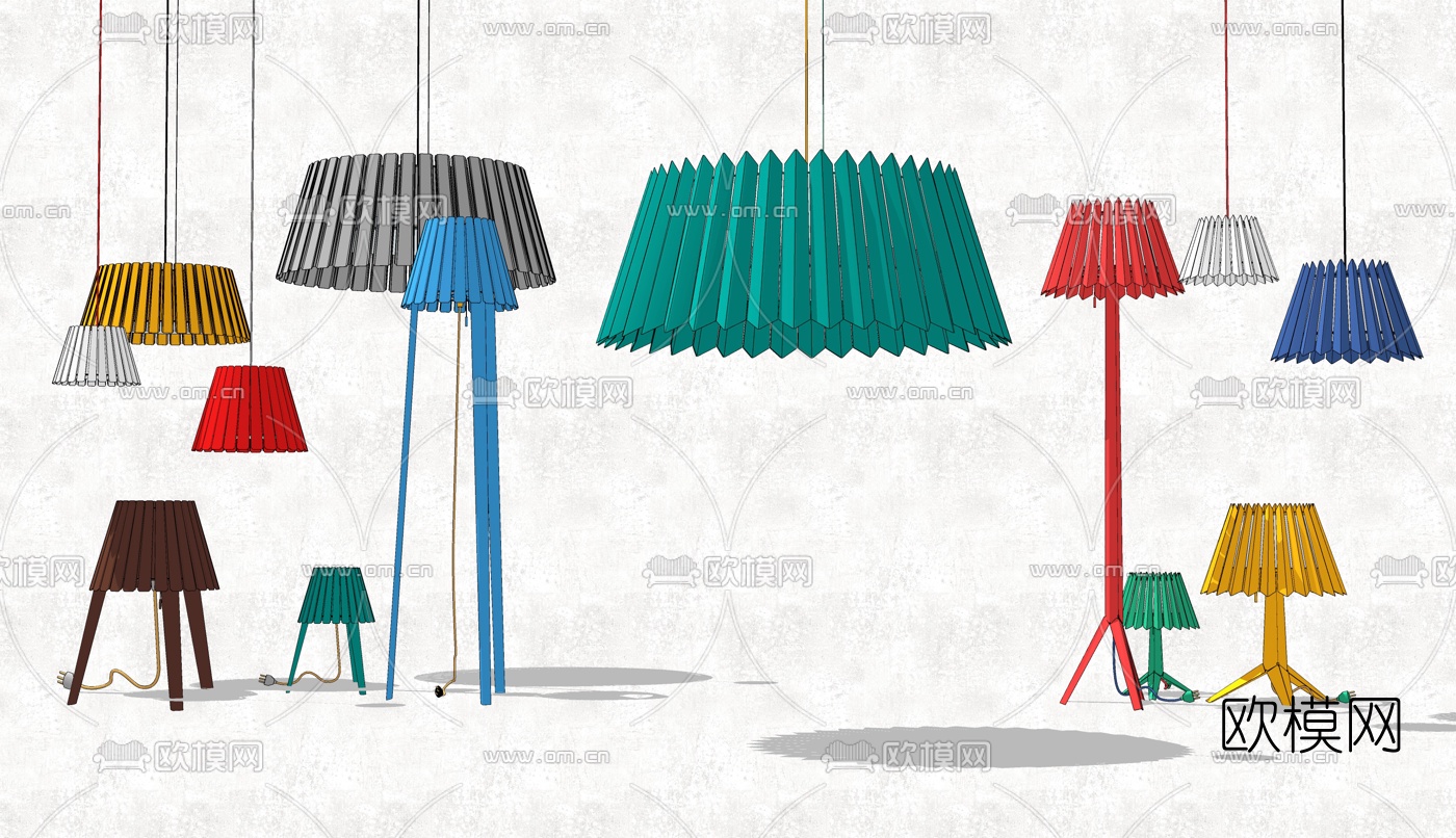 现代吊灯落地灯su模型下载