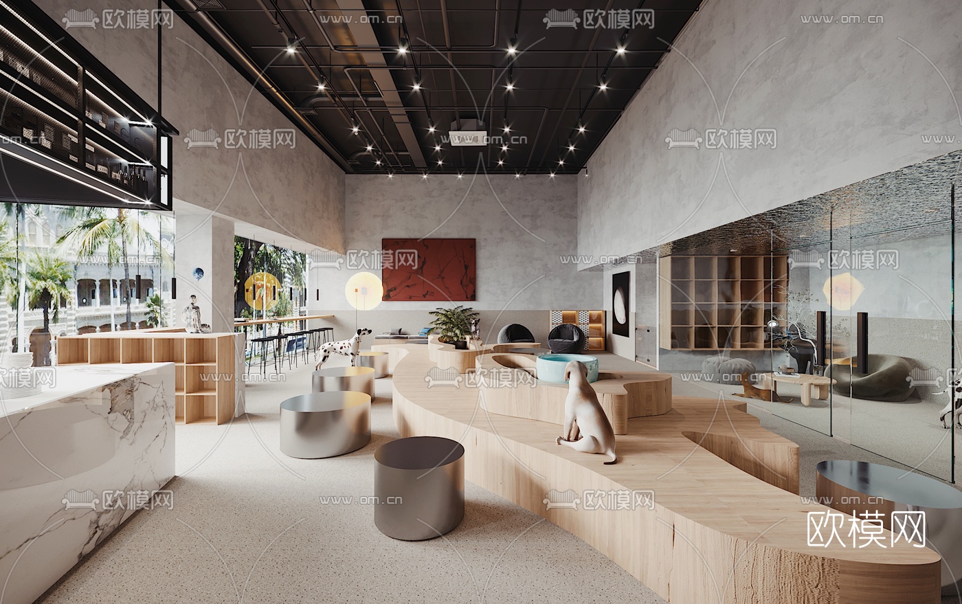 工业风咖啡店3d模型