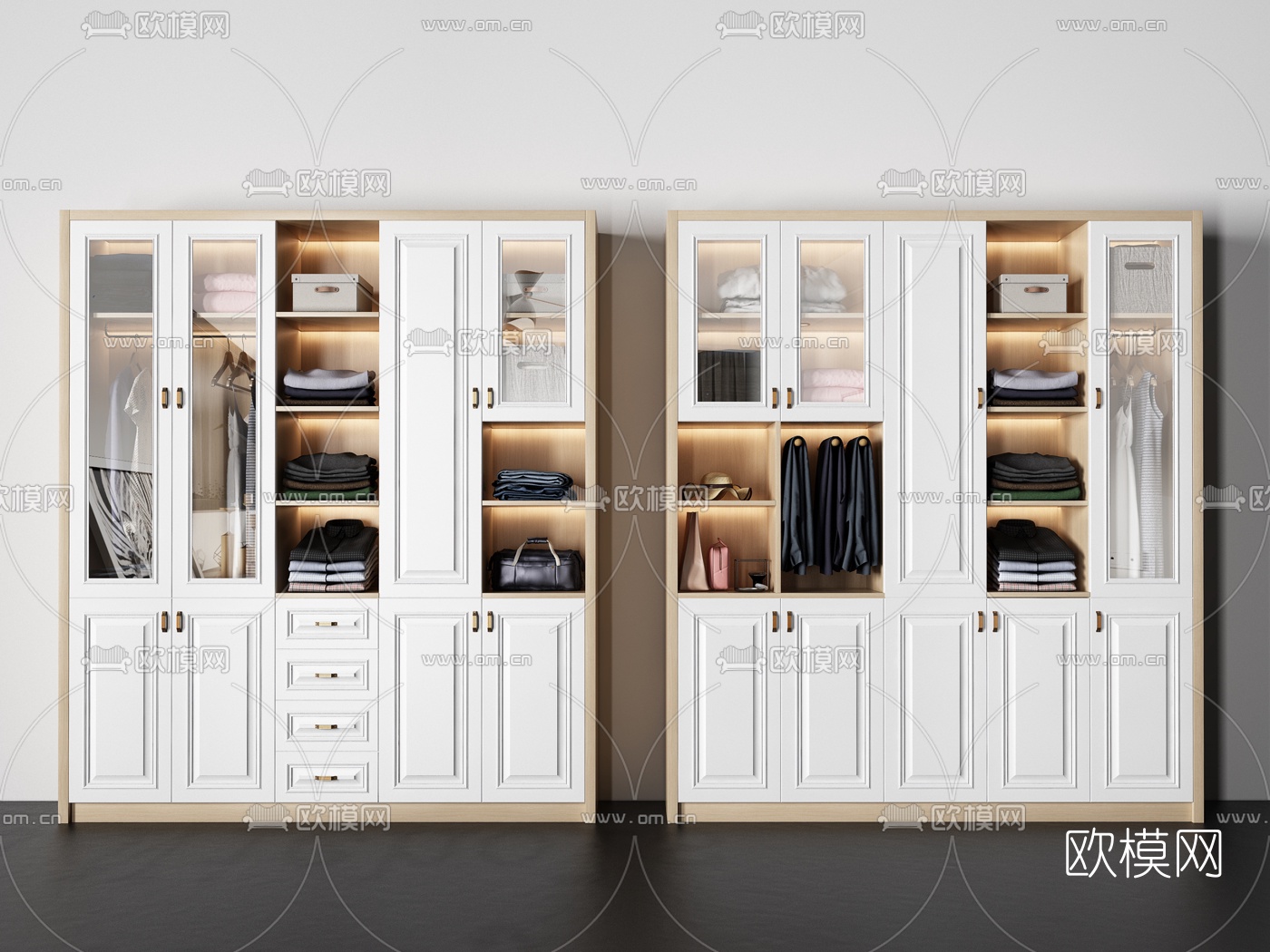 北欧储物柜衣柜组合3d模型下载