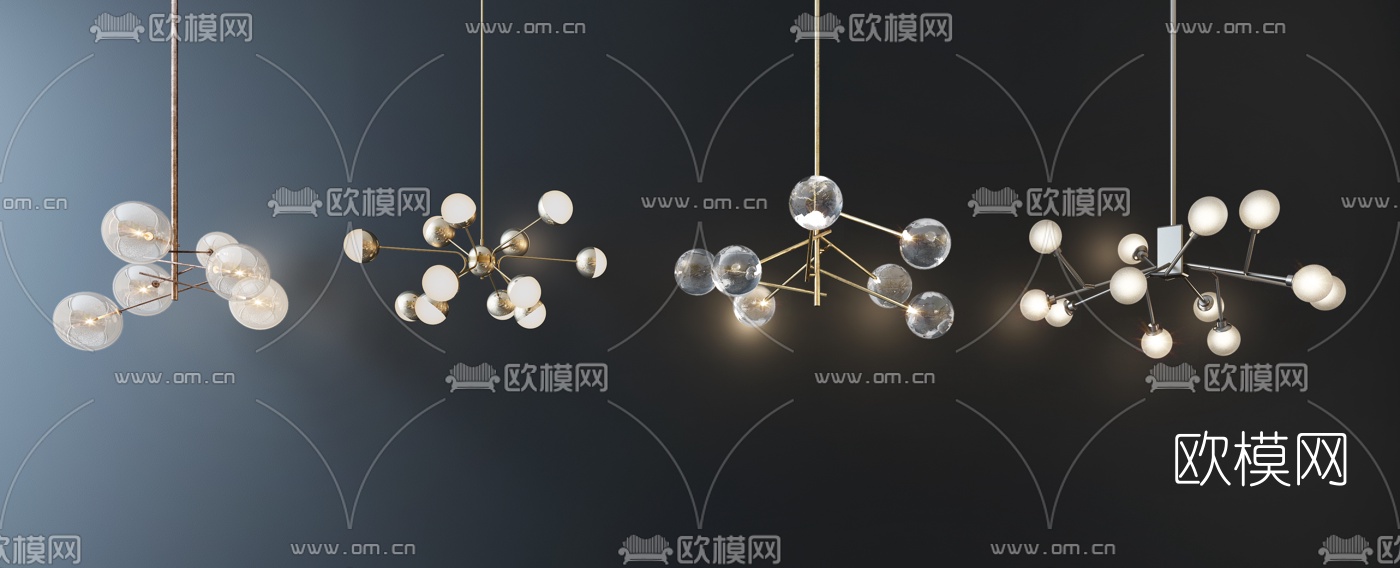 现代时尚吊灯组合3D模型