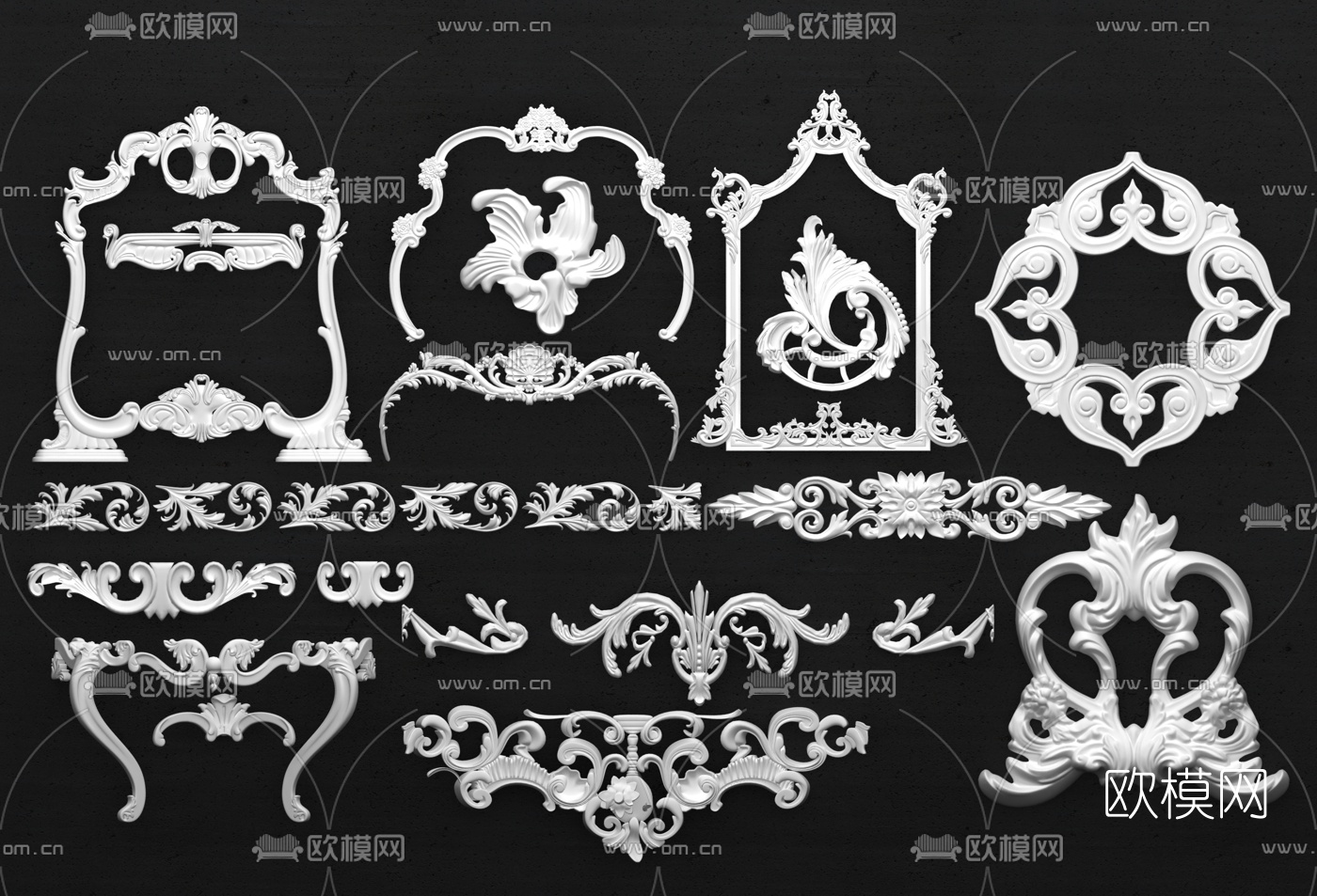 欧式石膏雕花构件3d模型