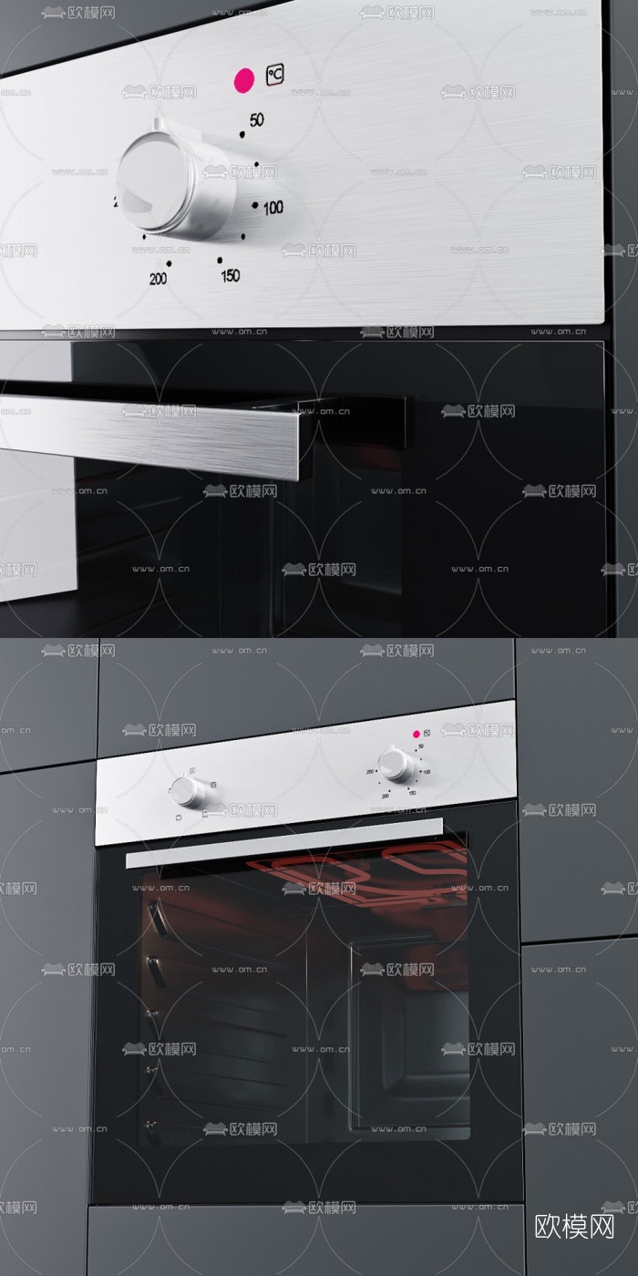 现代烤箱3d模型下载（渲染图2）