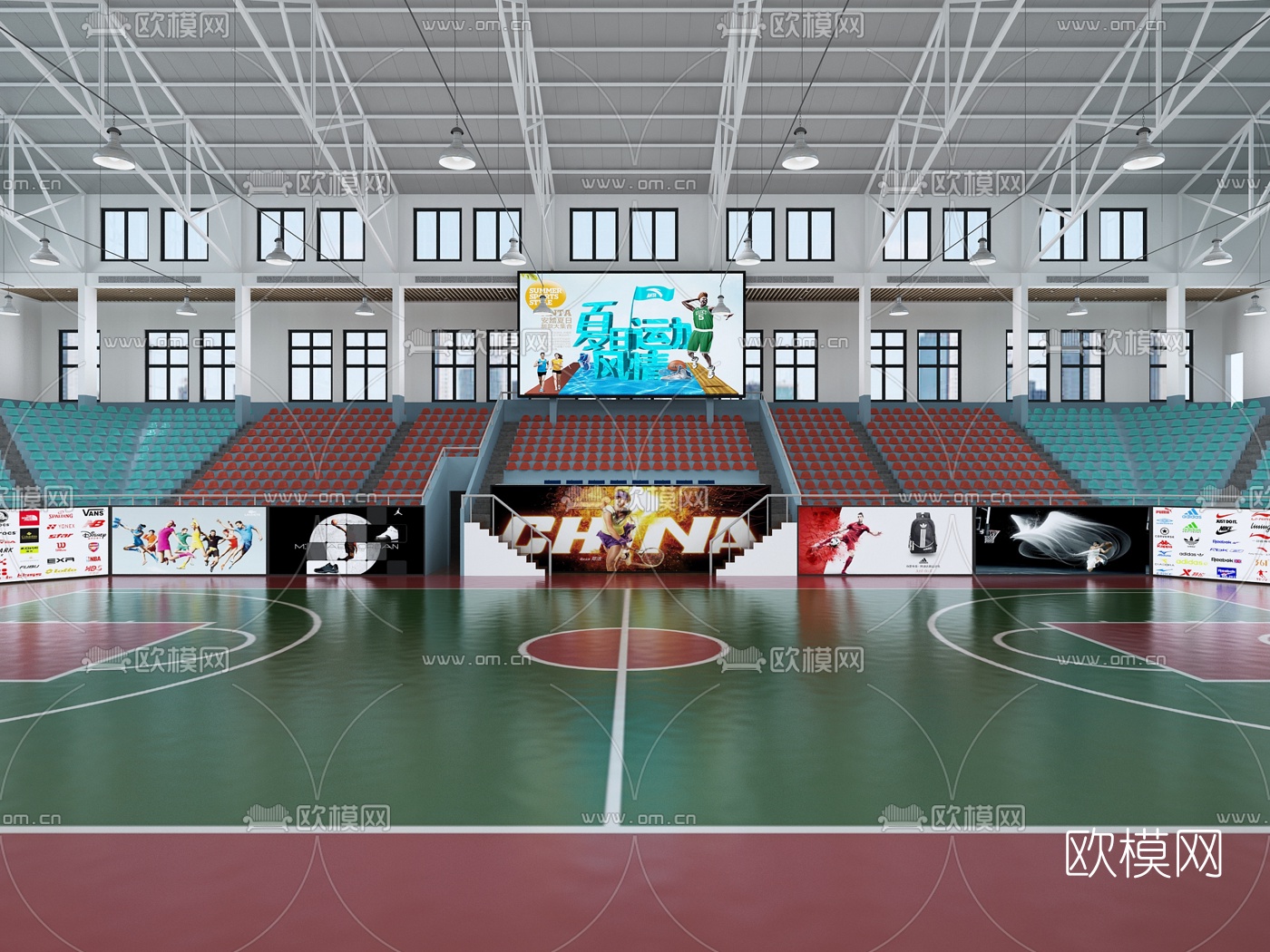 现代篮球馆3d模型下载（渲染图2）
