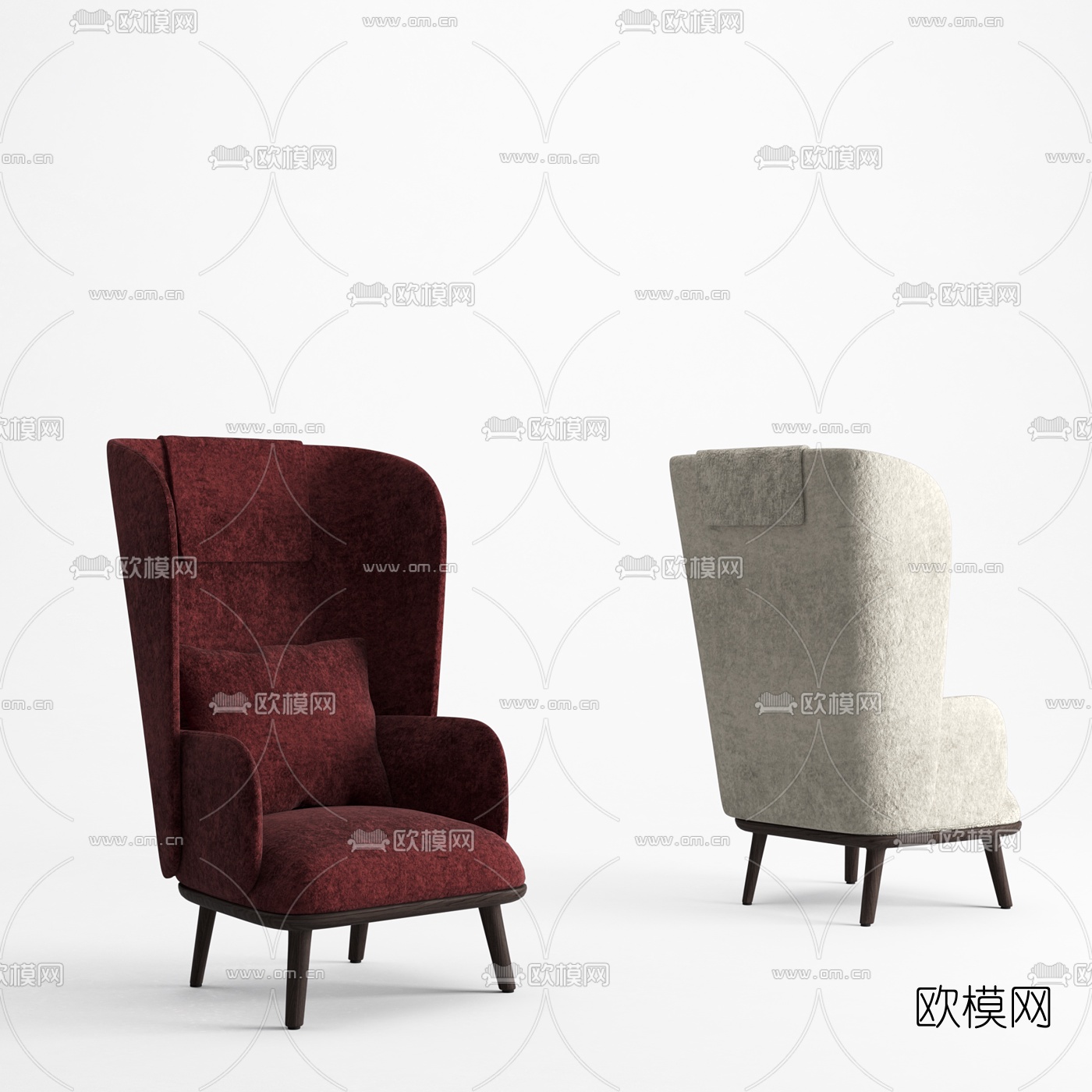 现代布艺高背椅3d模型下载_ID10533903_3dmax免费模型-欧模网