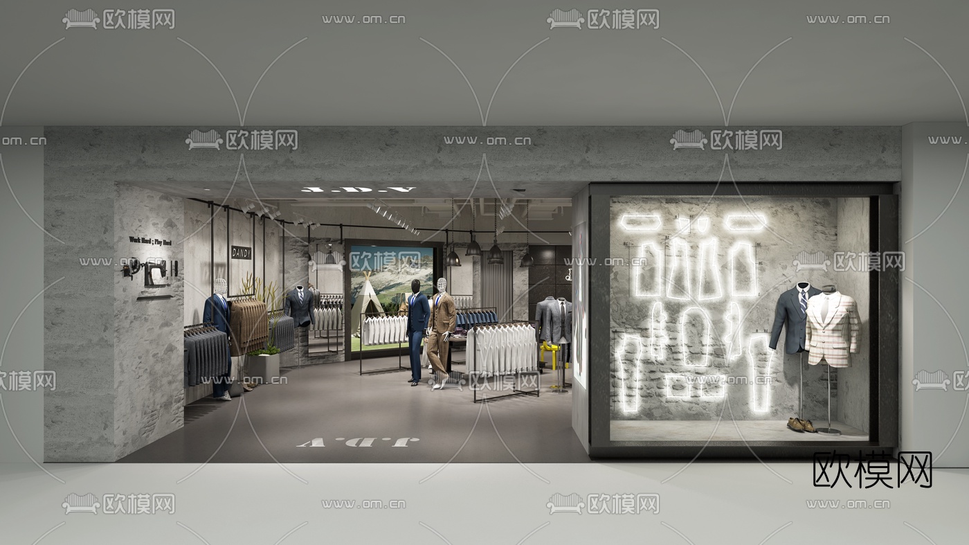 工业风男装店3d模型