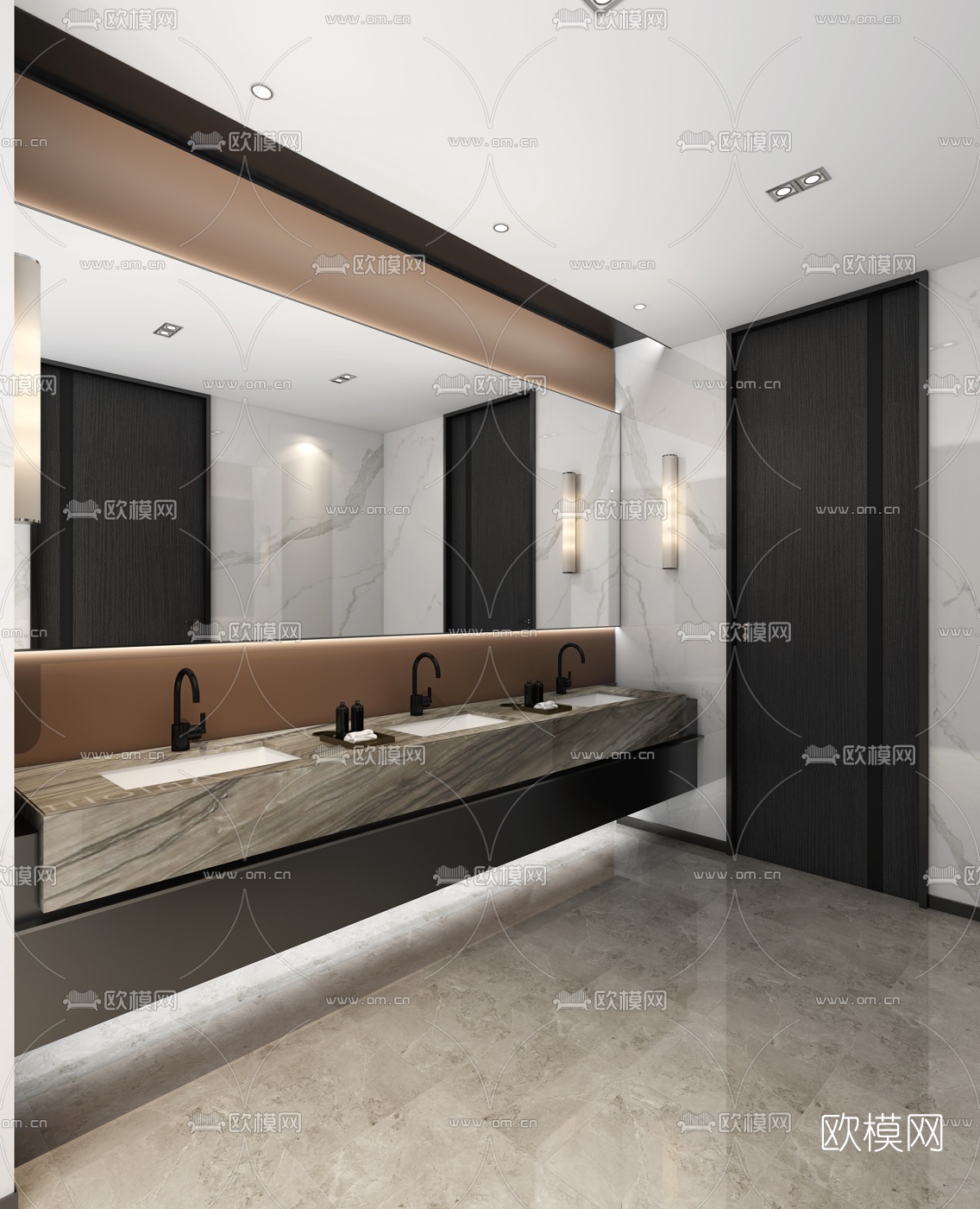 现代公共卫生间3d模型下载（渲染图2）