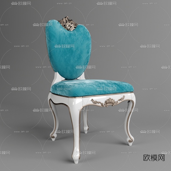 欧式绒布单椅3d模型下载