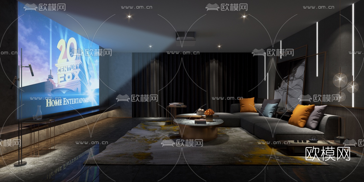 现代家庭影音室3D模型