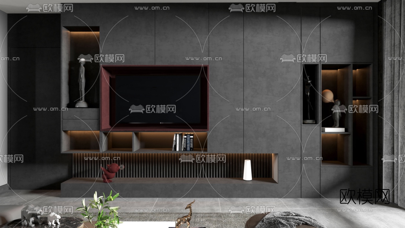 现代高级灰客餐厅公寓3d模型