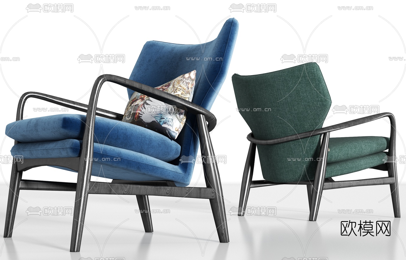 现代轻奢单椅组合3d模型下载