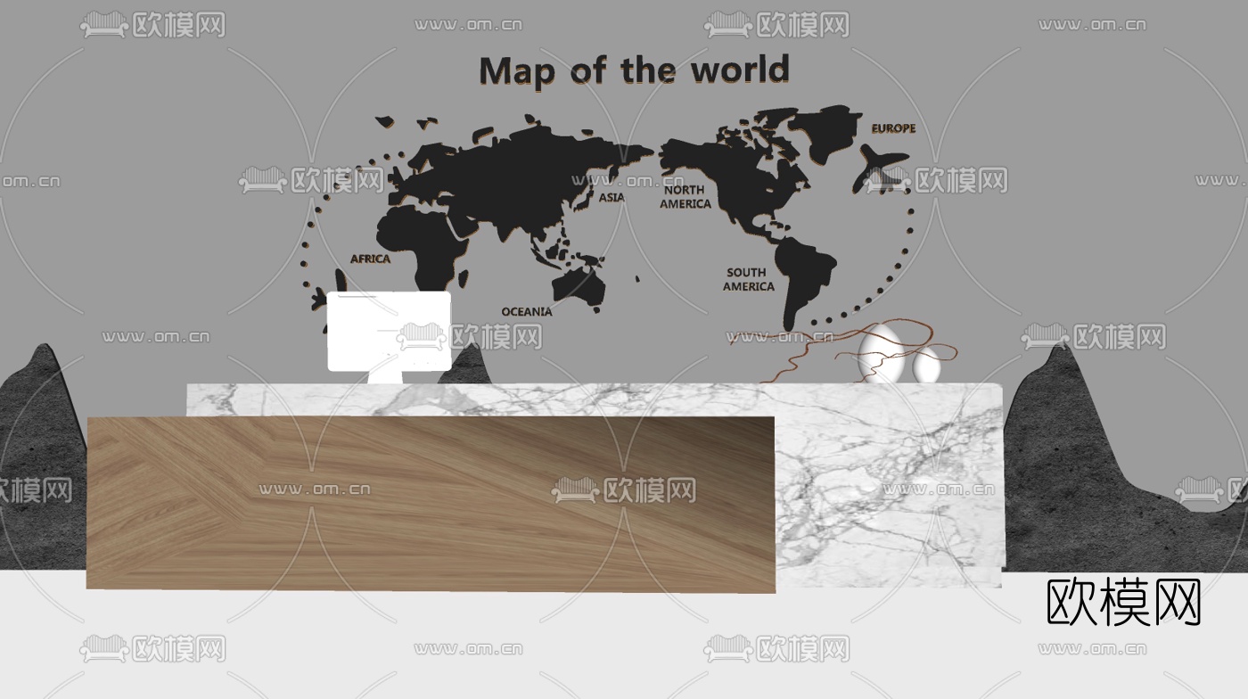 现代接待台前台su模型下载（渲染图3）