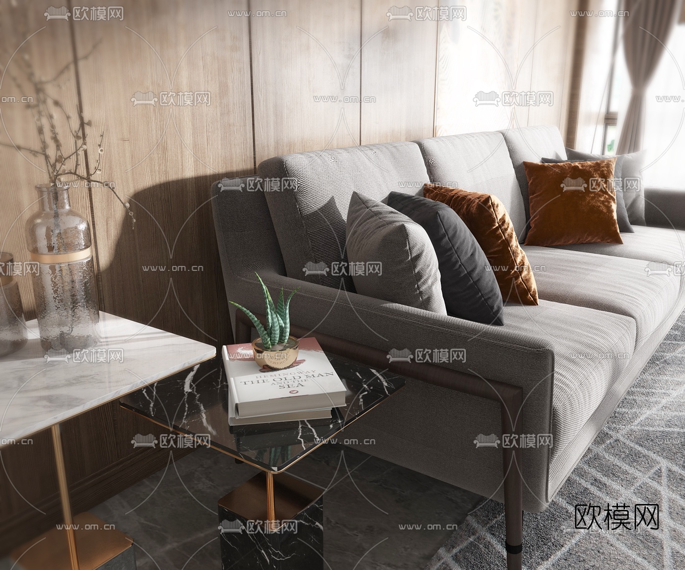 现代写实客厅餐厅3D模型