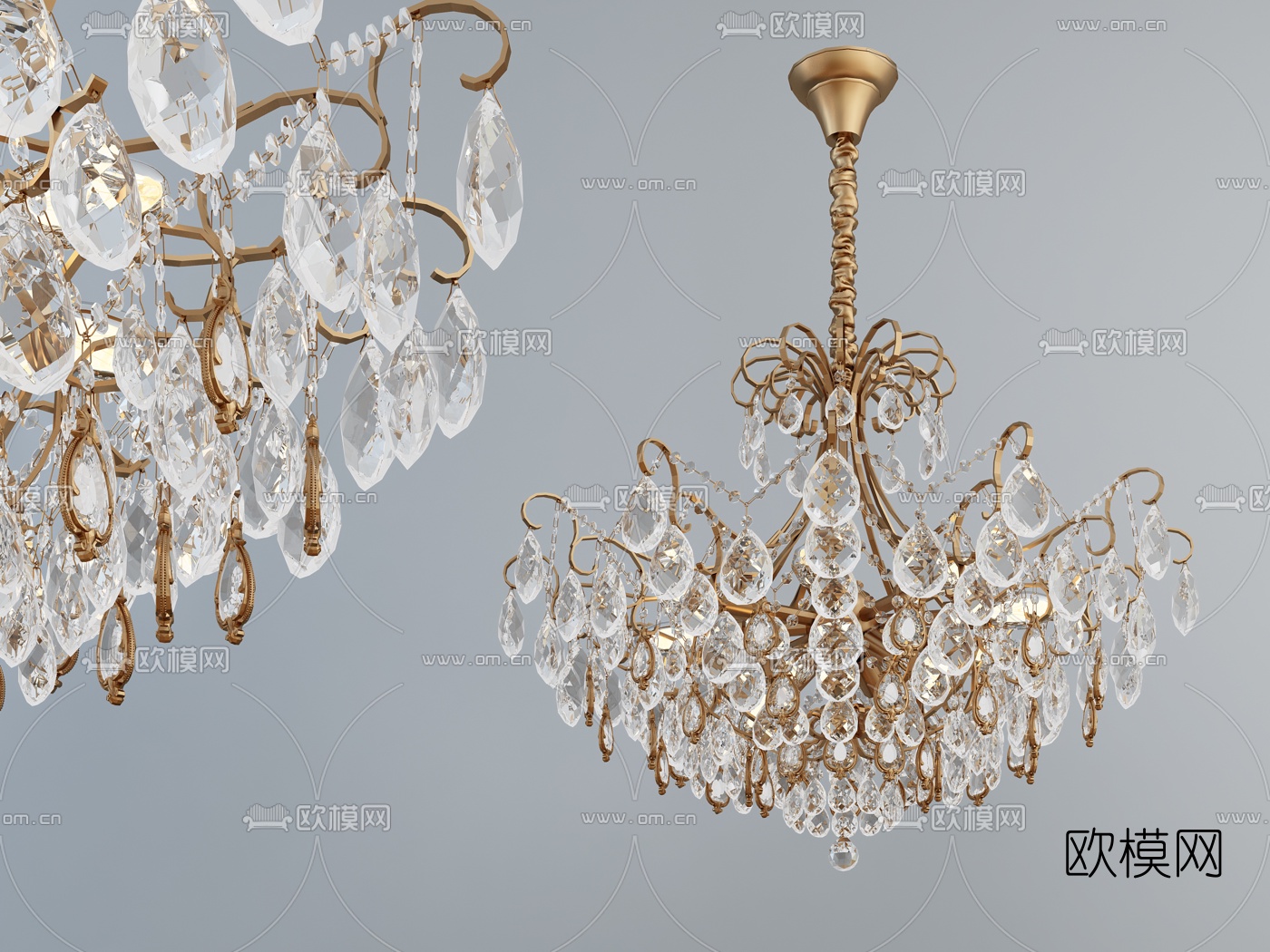 简欧水晶吊灯3d模型下载