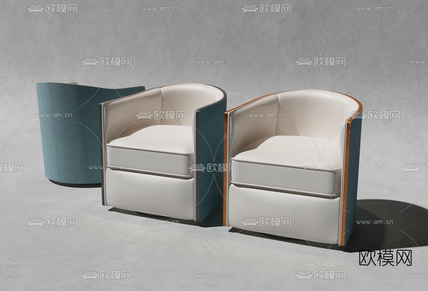 现代布艺单人沙发3d模型下载（渲染图2）