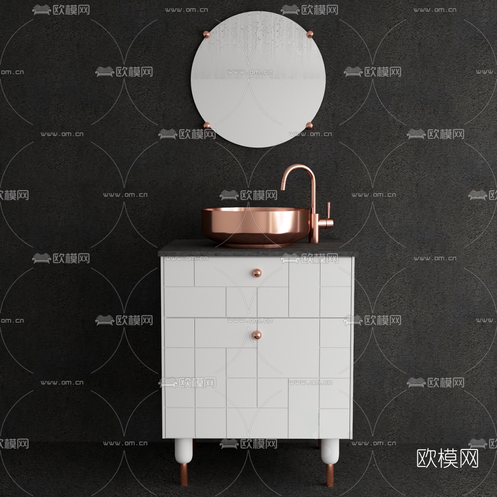 现代洗手台洗手盆3d模型下载