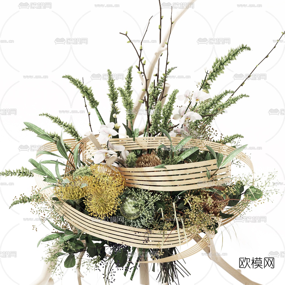 现代花艺花篮3d模型