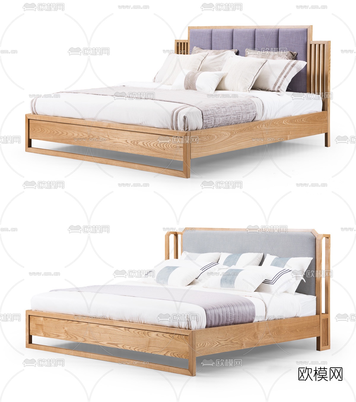 新中式实木双人床3d模型下载
