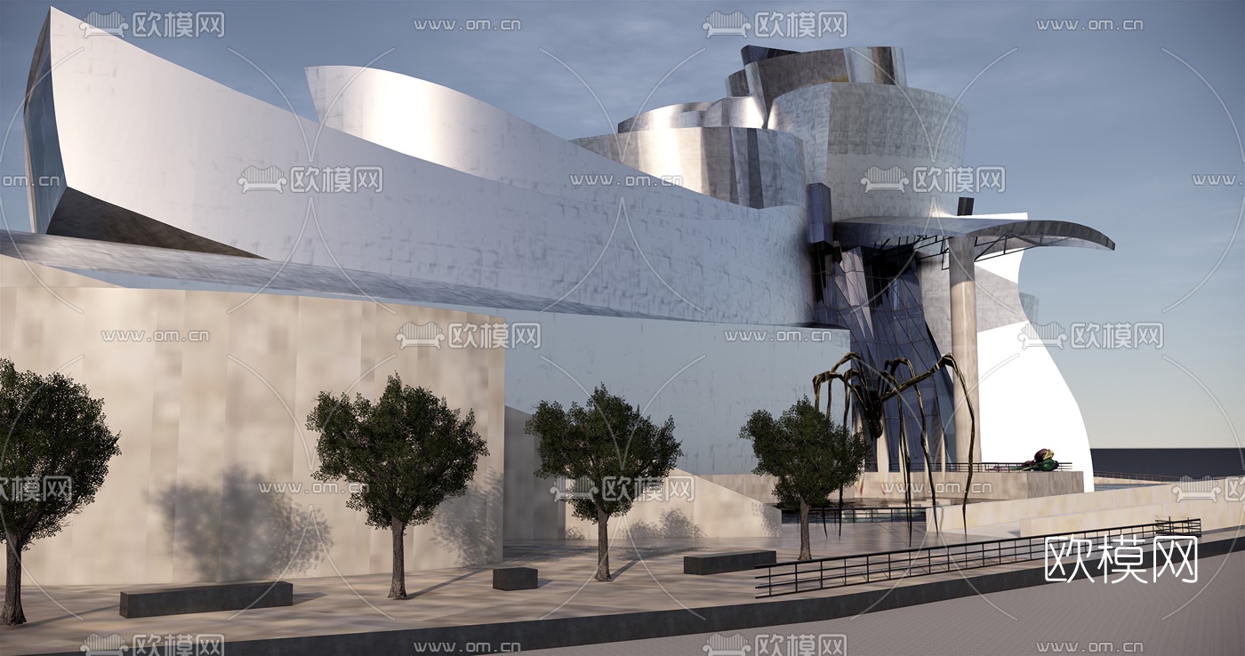 现代古根海姆博物馆su模型下载（渲染图1）